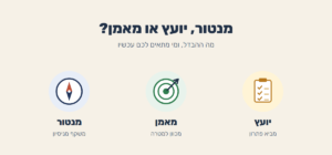 מנטור, יועץ או מאמן – לוח משימות, מטרה ומצפן